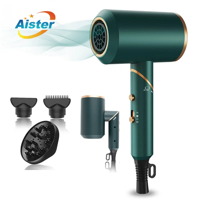 

2000W Strong Wind Portable Handle Folding Household Or Travel Electric Hair Dryer With Cold/Hot Air Diffuser Blower Drier