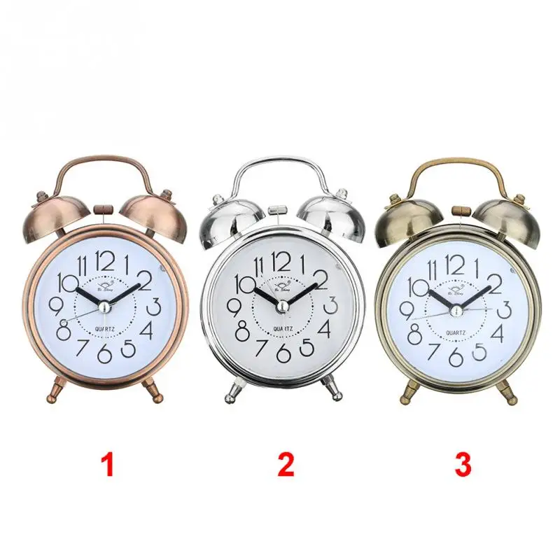 Ретро Винтаж тихий указатель будильник круглые цифры часы громкий звон