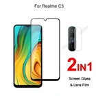 Стекло с полным покрытием для Realme C3, защита экрана, защитное закаленное стекло, Взрывозащищенная пленка для объектива камеры
