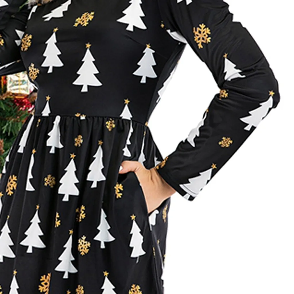 2019 vestidos ropa mujer зимнее платье женское Винтажное с длинным рукавом Рождественская
