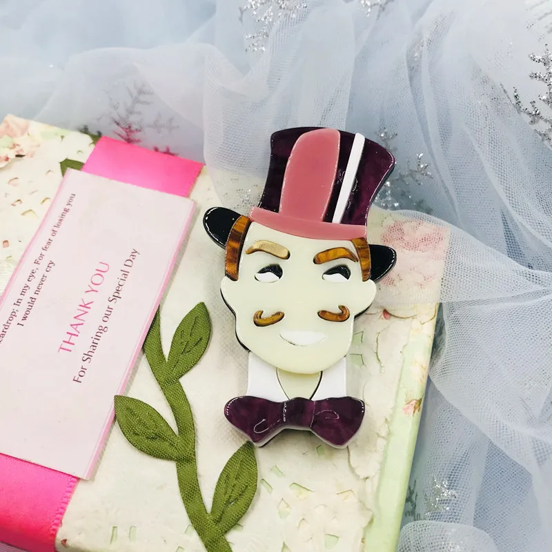 

ZiccoWong New Creative Design Magician Figure Brooch Pins For Men British Style Lovely Boy Suit Clothes Accessories Jewelry