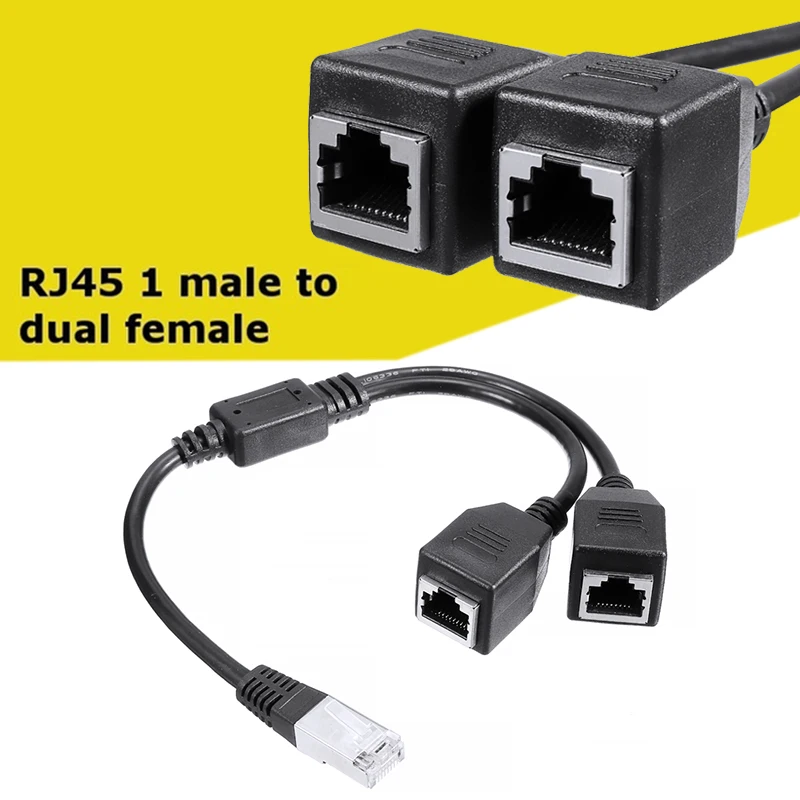 

Для ноутбуков Ethernet кабели 1 шт. 0,25 м 1 папа 2 порт Женский CAT 5 адаптер сплиттер кабель RJ45 Ethernet LAN черный Mayitr