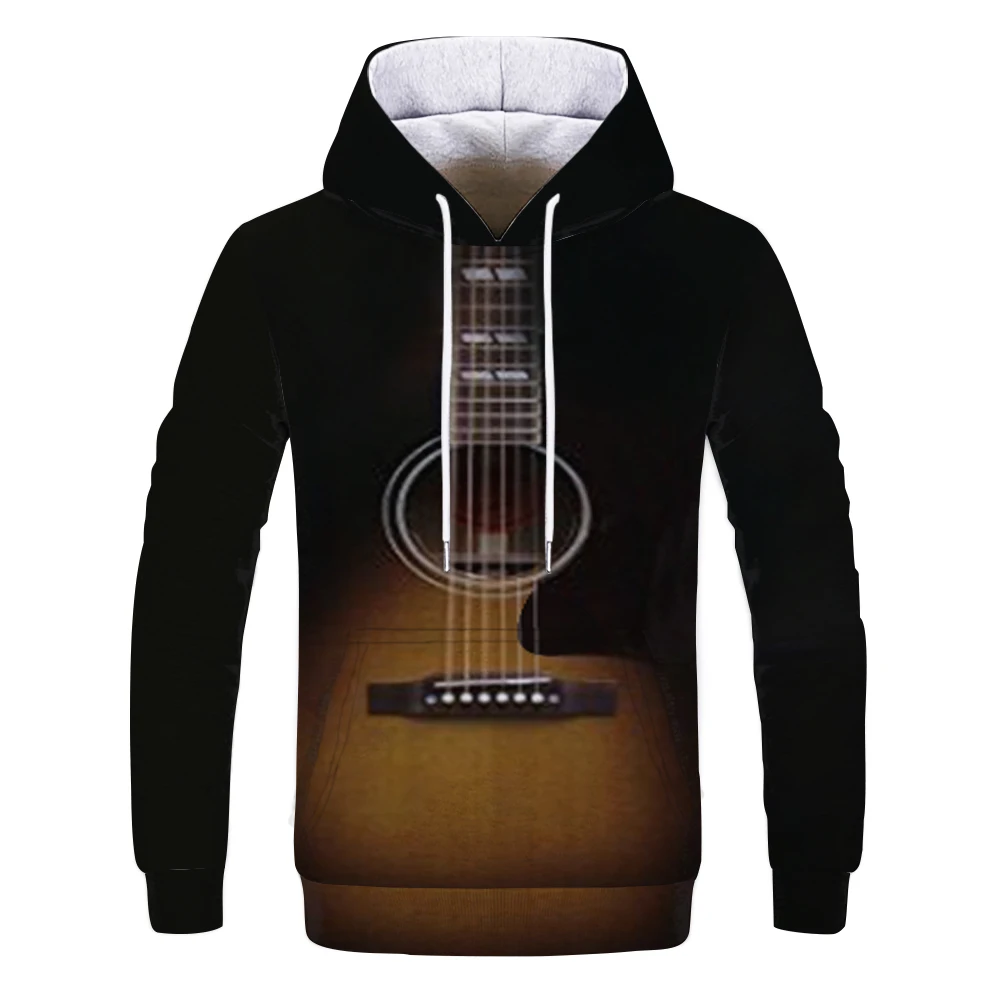 

2021 spring, autumn and winter fashion new band guitar 3D printing pattern men's casual cool hoodie pullover