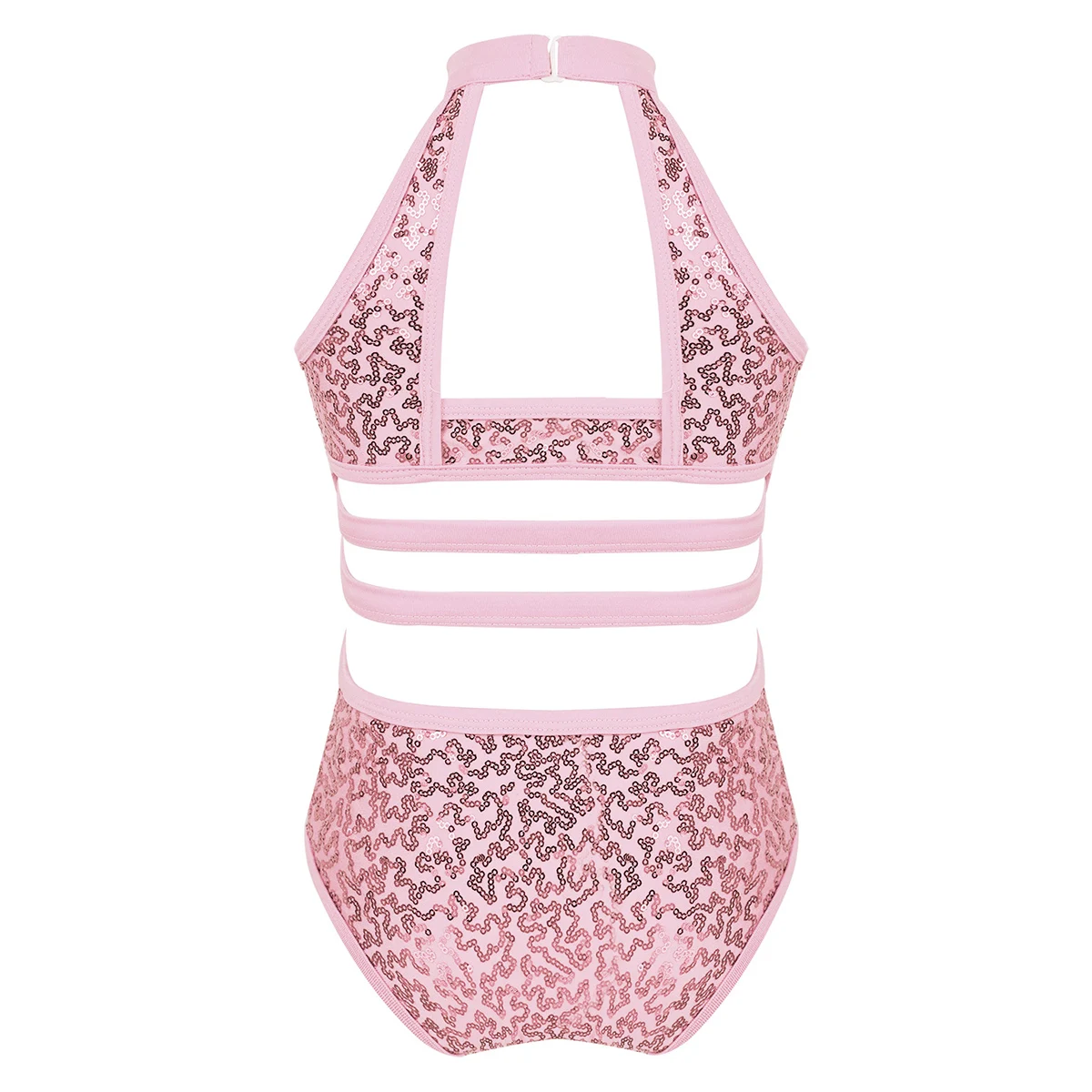 Детские блестящие леотарды для балета девочек без рукавов с лямкой на шее и