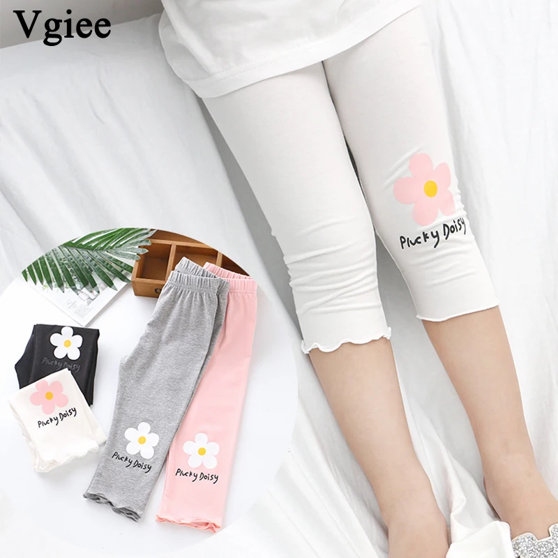 Vgiee/ребристые леггинсы для малышей Детские девочек штаны с цветочным принтом