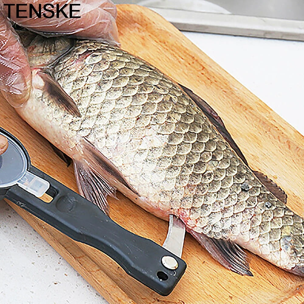 TENSKE, новинка, Практичный Нож для удаления рыбьей чешуи, скребок, нож, очиститель, кухонный нож, инструмент для рыбалки, кухонная посуда, овощечистка