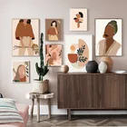 Винтажная Мода абстрактное настенное искусство девушка холст картина растение скандинавский плакат и картины гостиная печать для домашнего декора