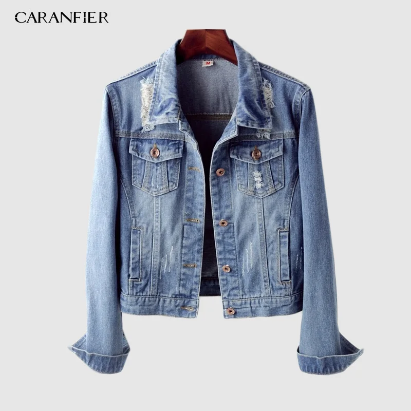3002 Light blue CARANFIER Европейский Плюс европейский размер короткая джинсовая куртка Осенняя Модная Джинсовая куртка с капюшоном со съемным капюшоном джинсовая куртка - Цвет: 3002 Light blue