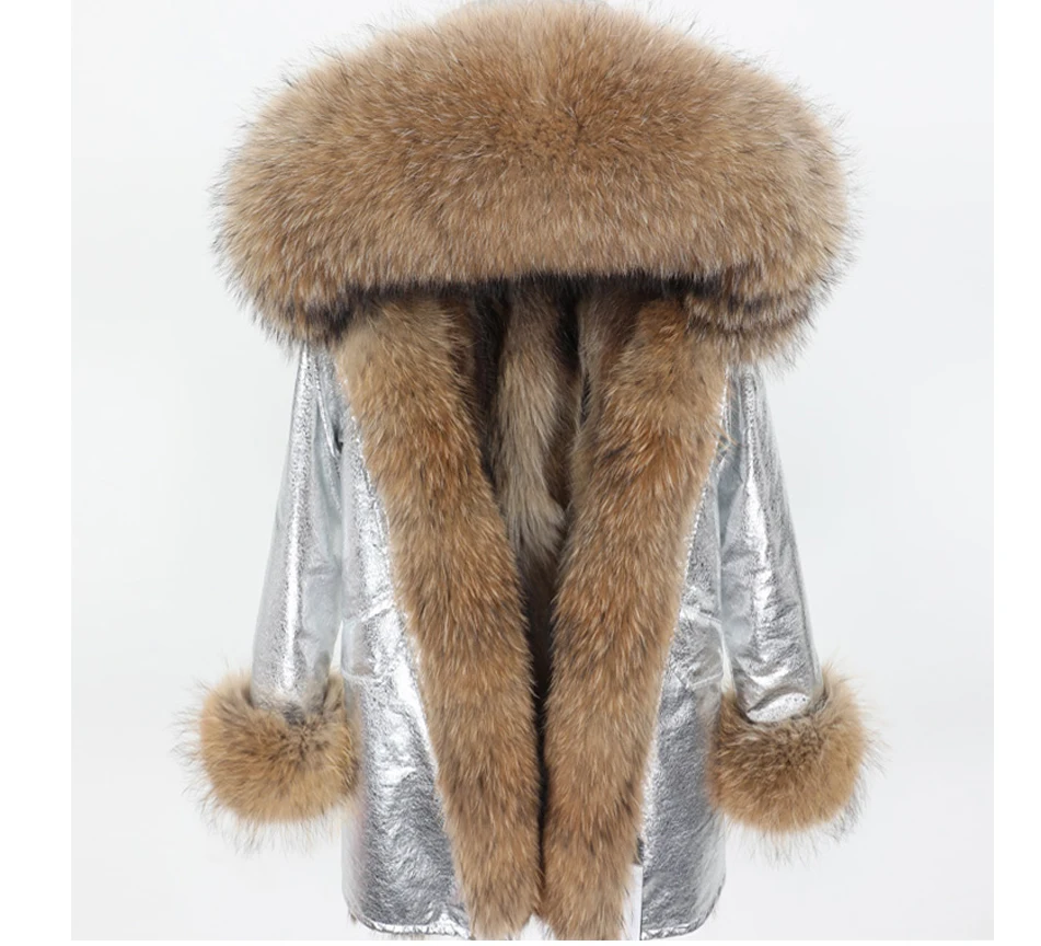 2021 women's Clothing Waterproof Parka Real Raccoon Fur Collar Natural Raccoon Rur Lining Long coat Real Fur Coat Winter Jacket