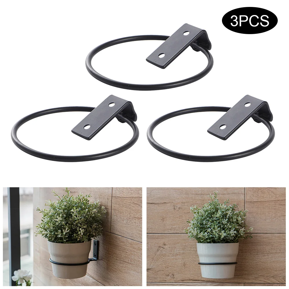 

3pcs Garde Flowers Pot Ring Wall Mounted Folding Plant Stands Shelf Tray Metal Holder Hangers Bracket Rings Indoor Balcony