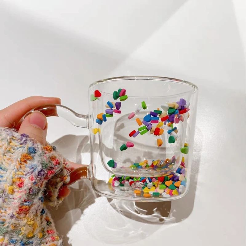 Чашка для воды с милым сыпучим песком Термостойкие чашки пива и кофе двойными