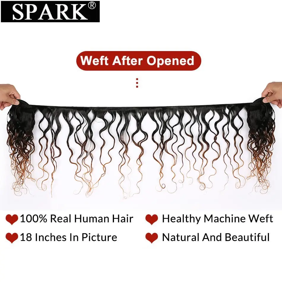 Волнистые бразильские волосы с эффектом омбре пряди застежкой человеческие 100%