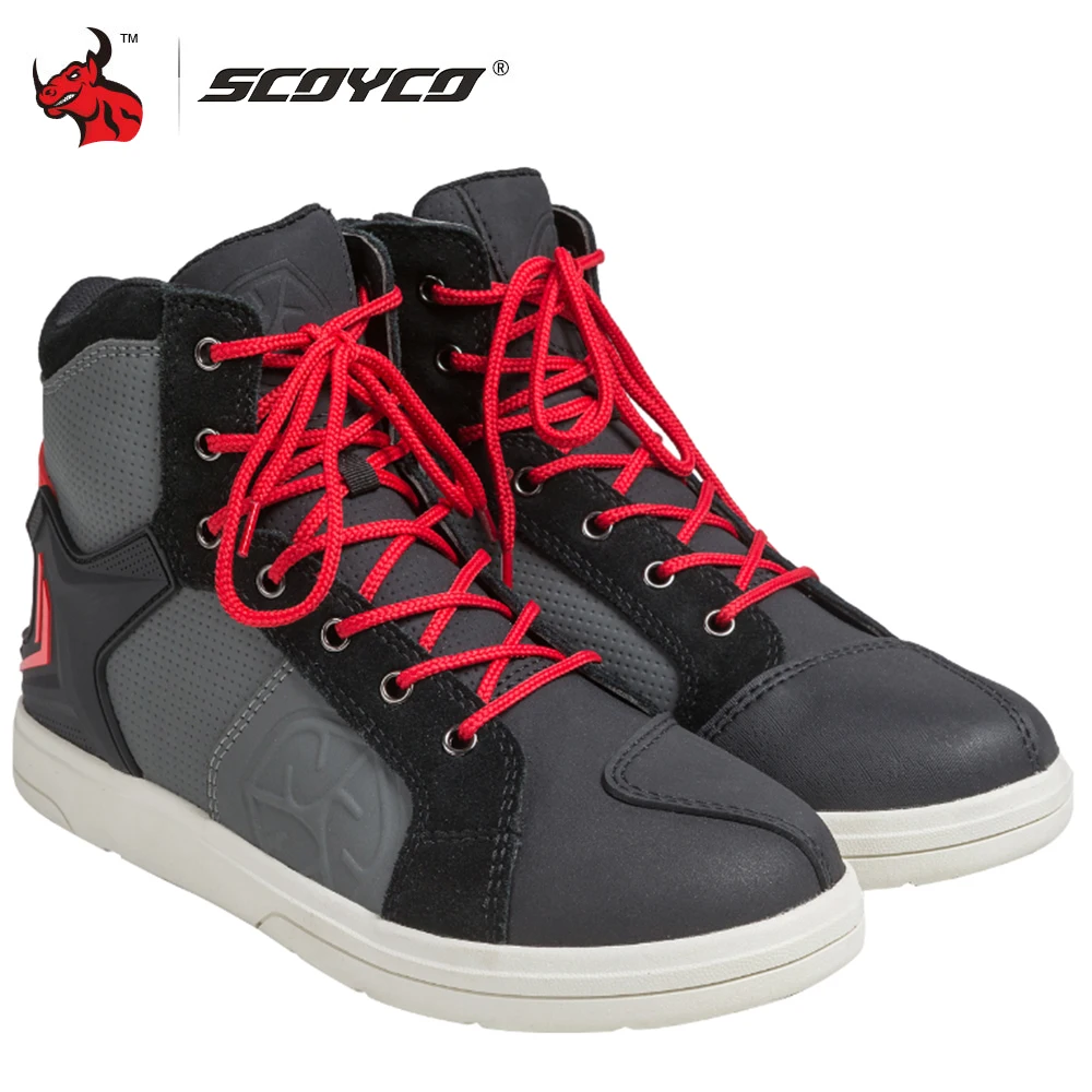 

SCOYCO Motorcycle Boots Men Motorcycle Shoes Moto Riding Boots Breathable Motorbike Biker Motocross Touring Protective Shoes