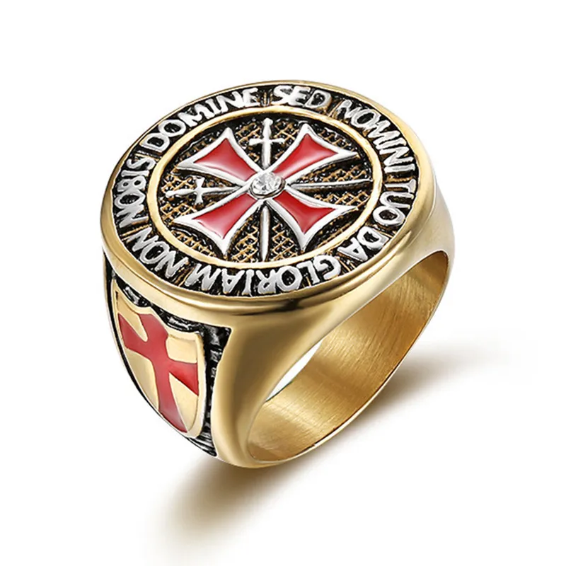 Мужское эмалированное кольцо-крест из нержавеющей стали | Украшения и аксессуары
