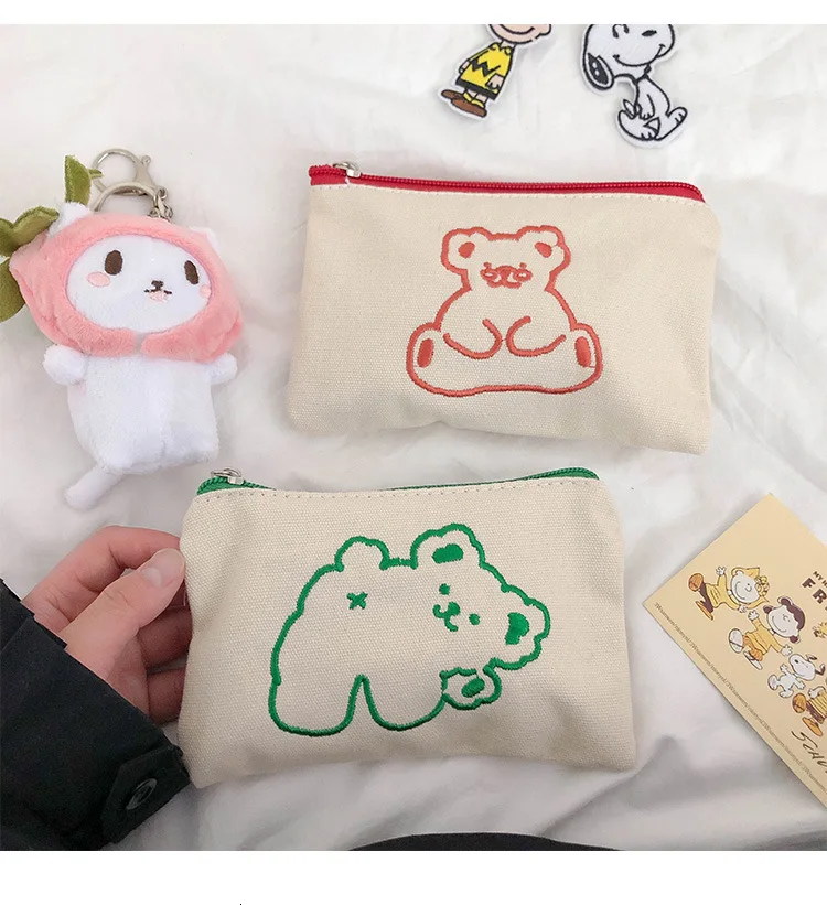 SIXONE Ins компактный чехол с вышивкой в виде медведя косметичка кавайная