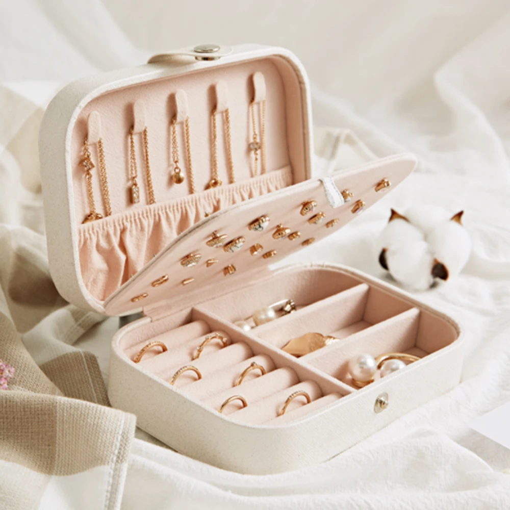 

Portable Jewelry Box Multi-function PU Leather Jewelry Storage Box Case Holder Earring Necklace Plate Jewelry Organizer