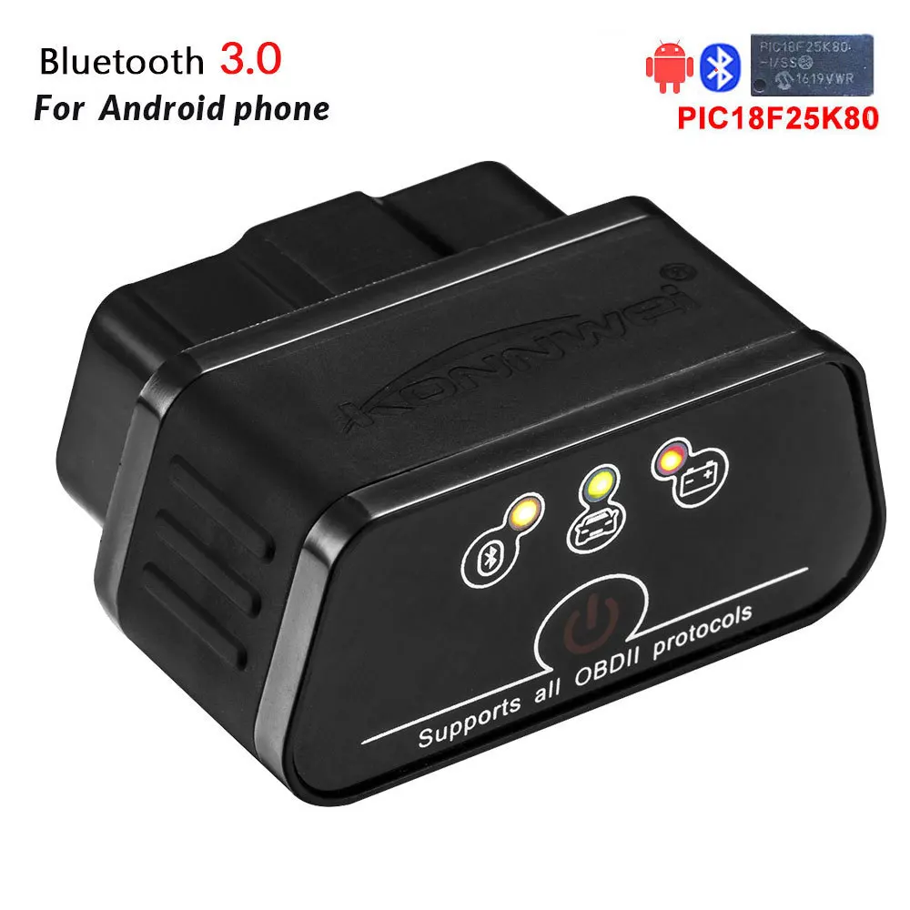 Elm327 V1.5 Obd2 Авто диагностический сканер Konnwei Kw903 Bluetooth 3,0/4,0 Elm 327 V1.5 Бортовая Система диагностики 2 код ридер чип Pic18f25k80
