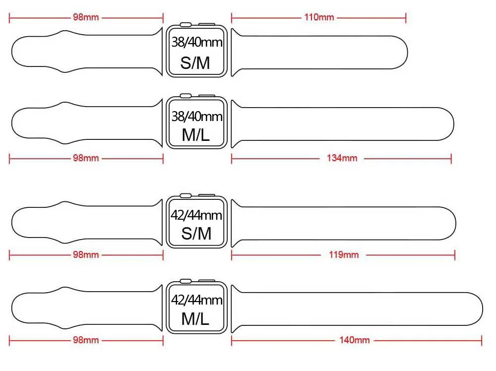 10 шт./лот 22 2 цвета пряжки твердый силикон ремешок для наручных часов Apple Watch Смарт i-Watch 38/40/42/44 мм браслеты 1/2/3/4G браслет