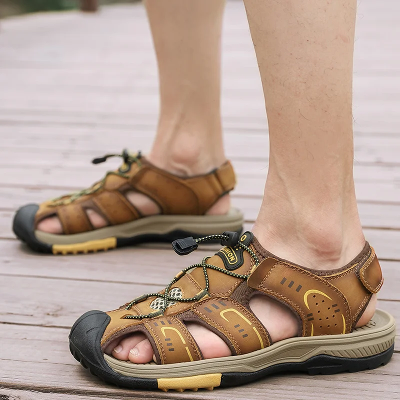 Мужские сандалии Baotou из воловьей кожи уличная спортивная обувь для отдыха на