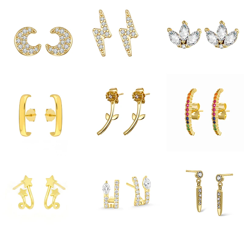 

ISUEVA Unique 18K Gold Filled Butterfly Zircon Chain Stud Earrings For Women Piercing Earings Pendientes Gift Jewelry Wholesale