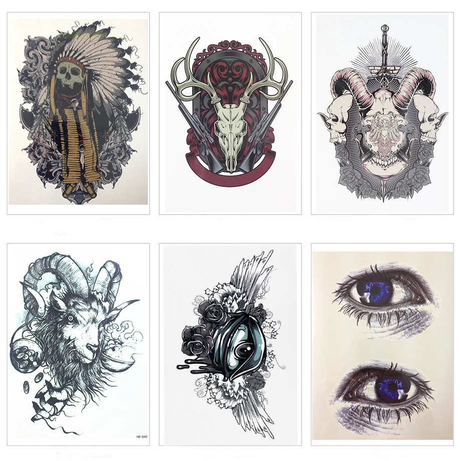 Модные сексуальные временные тату наклейки с козьей головой для мужчин и женщин