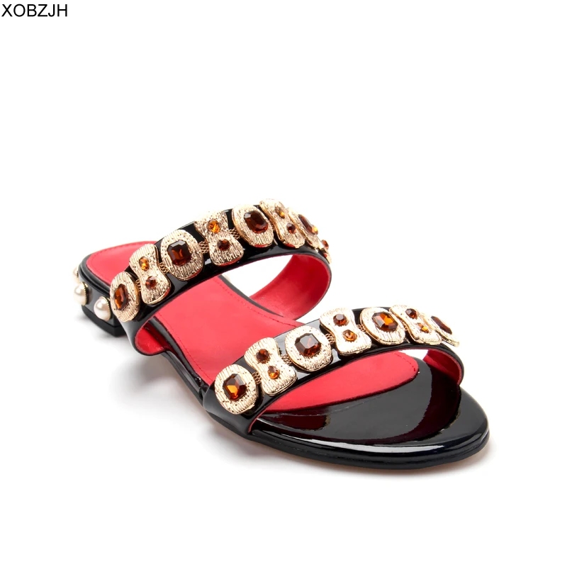 Роскошные летние туфли на плоской подошве Женская брендовая обувь 2019