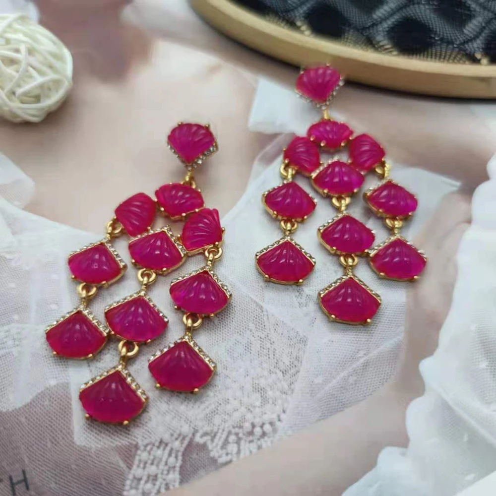 

CINKILE Vintage Chic Geometric Statement Earring 2021 New Design Women Red Resin Rhinesotne Long Drop Dangle Earrings Pendientes
