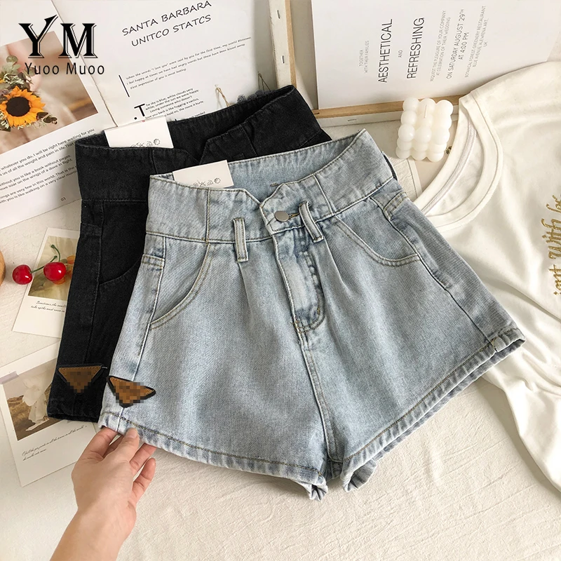 

YuooMuoo корейские модные повседневные короткие джинсовые шорты женские новые универсальные джинсовые шорты с высокой талией и широкими штани...