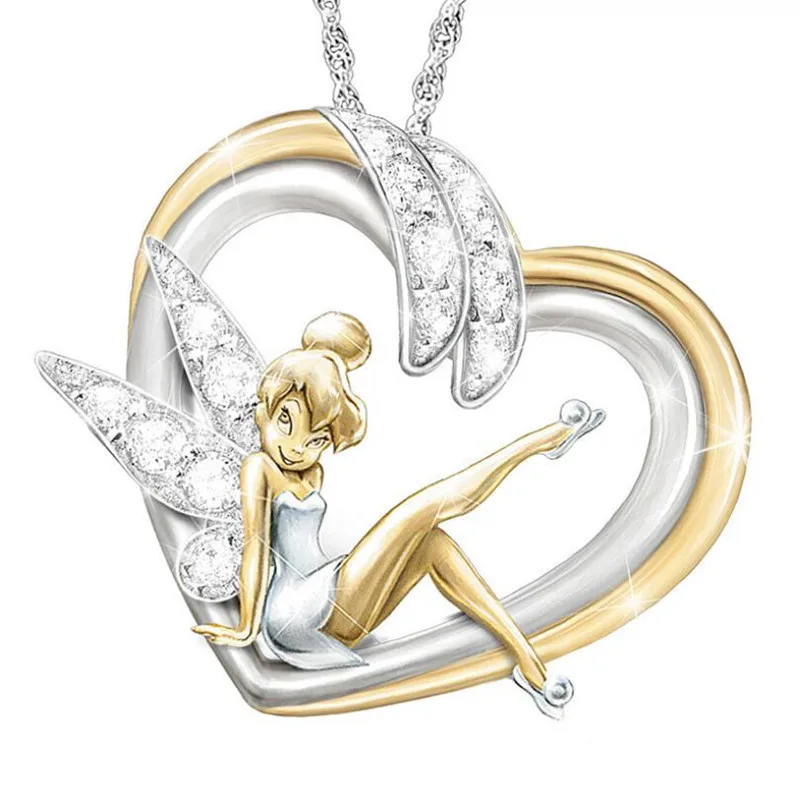 

Elegant design and exquisite cute heart-shaped little fairy necklace earrings set combination Valentine's Day charm jewelry gift