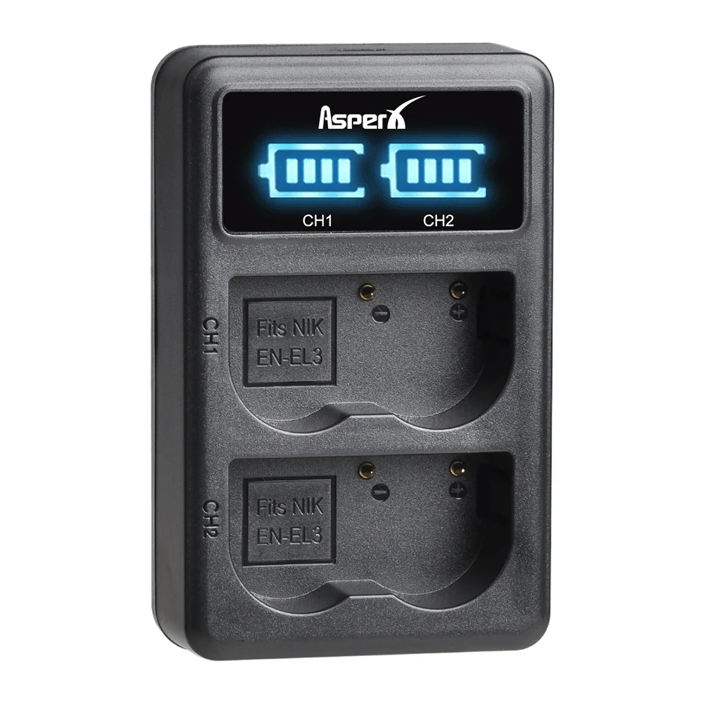 Аккумулятор для камеры 2 шт. 2000 мАч EL3e + двойное зарядное устройство USB со