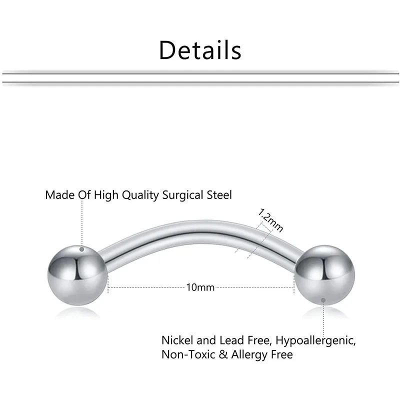 16 г Хирургическая сталь Daith Rook серьги 10 мм изогнутая бровь в форме штанги