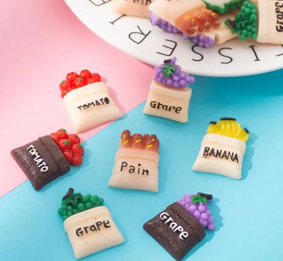 

DIY Resin Fruits Vegetables Bread Resin Flatback Cabochon Scrapbooking Decoration Charm Craft phone decoration