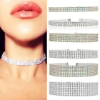 Модное ожерелье Стразы с кристаллами серебристое панк готическое ожерелье чокер женское свадебное украшение для подружки невесты подарочные аксессуары