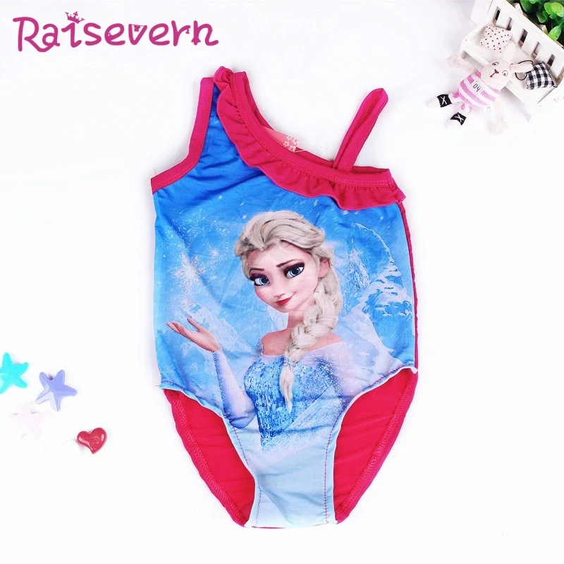 Детские купальники с принтом и рюшами Лоскутные Мультяшные для девочек