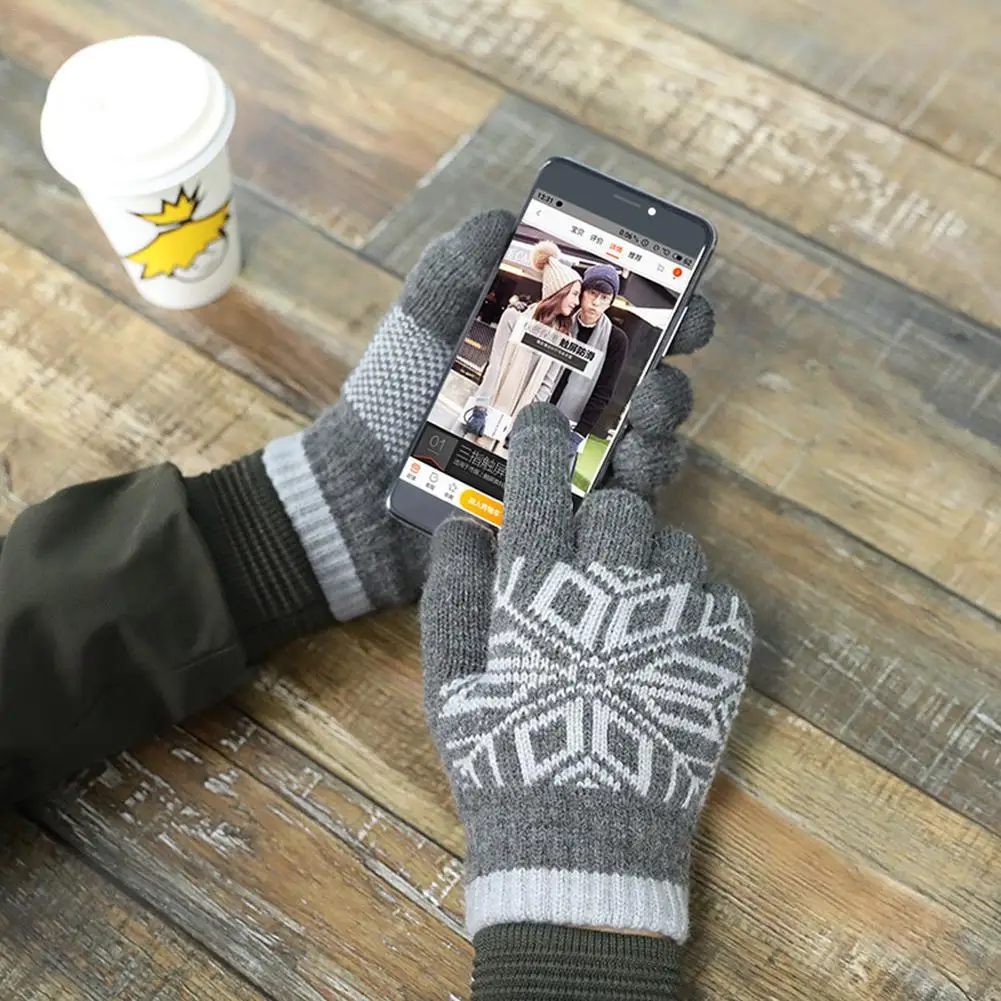

Winter Wool Knit Touch Screen Warm Gloves Warm Thick Thermal Soft Comfortable Elastic Gloves for Women Men