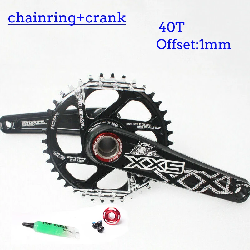 crankset 40t black BDSNAIL узкая широкая цепь MTB GXP 170 мм Кривошип дорожный велосипед горный велосипед 34-40T Fit GXP XX1 X9 XO X01 шатун Смещение 1 мм - Цвет: crankset 40t black