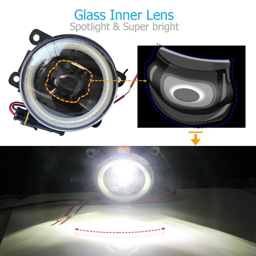 Buildreamen2 Car H11 LED Lamp 4000LM Fog Light Kit Lens Angel Eye DRL 12V For Renault Lodgy 2012 2013 2014 2015 2016 2017 2018 | Автомобили