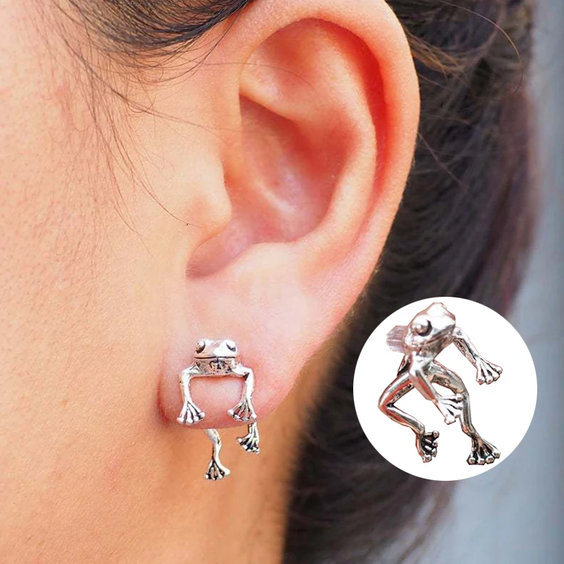 

Cute Frog Earring For Women Girls Gothic AnImal Ear Dangler Ear Stud Fashion Vintage Jewelry Gift Wholesale Earrings Brincos