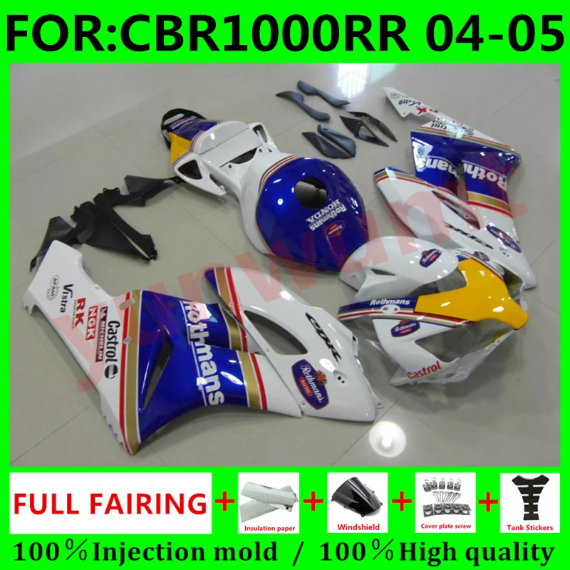 

New ABS Motorcycle Injection mold Fairings Kit Fit For Honda CBR1000RR 2004 2005 cbr1000 04 05 bodywork fairing set blue white