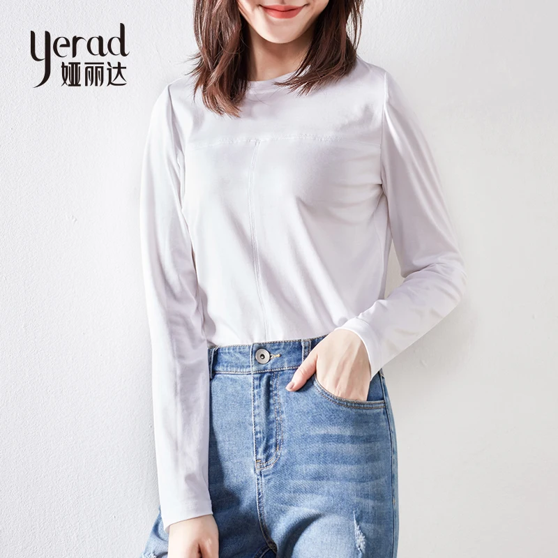 YERAD 2019 Новая Осенняя рубашка с длинным рукавом Женская однотонная тонкая