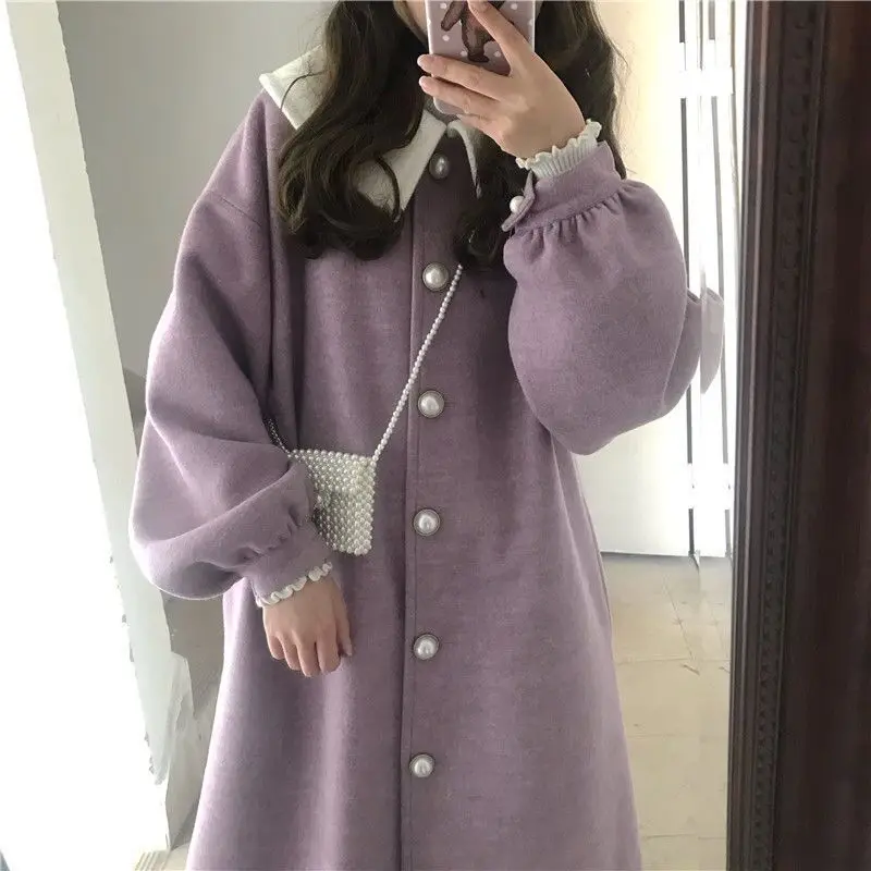 Пальто шерстяное женское с рукавами-фонариками и рюшами |