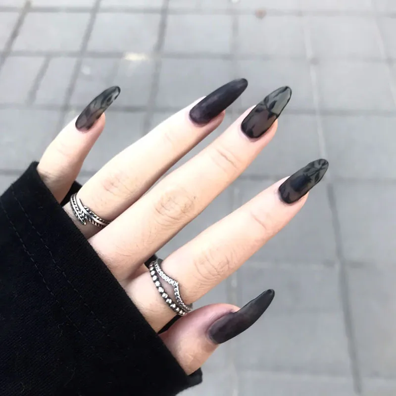 

Накладные ногти с черной розой, 24 шт.