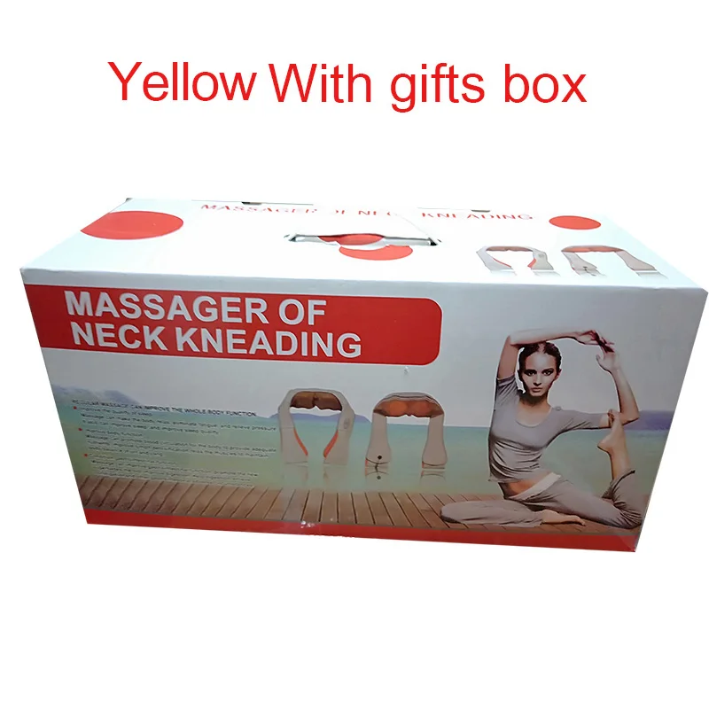 6key Yellow with box 6 ключей u-образный Электрический шиацу назад шеи плеча массажер тела спа инфракрасный 4D разминающий массажер автомобиля дома двойного назначения Masaje - Цвет: 6key Yellow with box