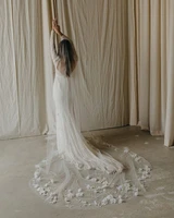topqueen v52 3d flowers wedding veil with pearls bridal veils long train bridal shower veu of bride 3 meter veu de noiva
