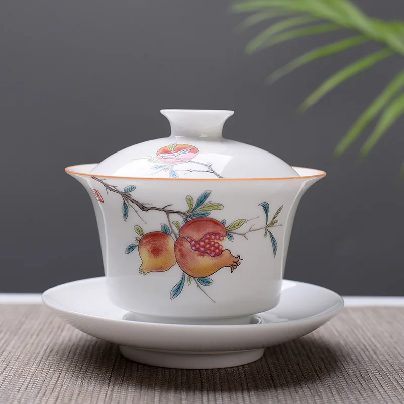 Высококачественный белый чайный сервиз Gaiwan из костяного фарфора, белый чайный набор кунг-фу, дорожный керамический чайный сервиз, китайский фарфоровый чайный сервиз Gaiwan