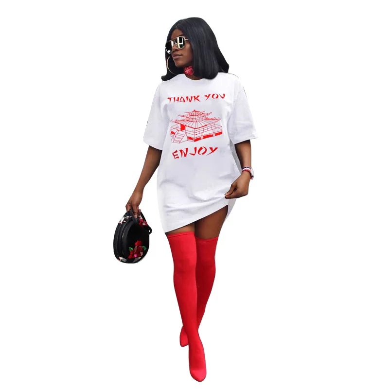 

Street Style Castle Pattern Letter Print Casual Loose Women Dress 2020 Autumn European And American Fashion Clothes