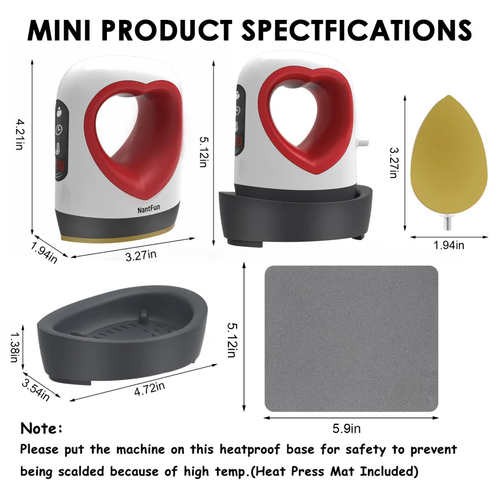 

EU Stock Mini Portable Heat Press Machine Sublimation Digital Transfer Printing Machine A3/A4 for T-shirts Transfer and Ironing