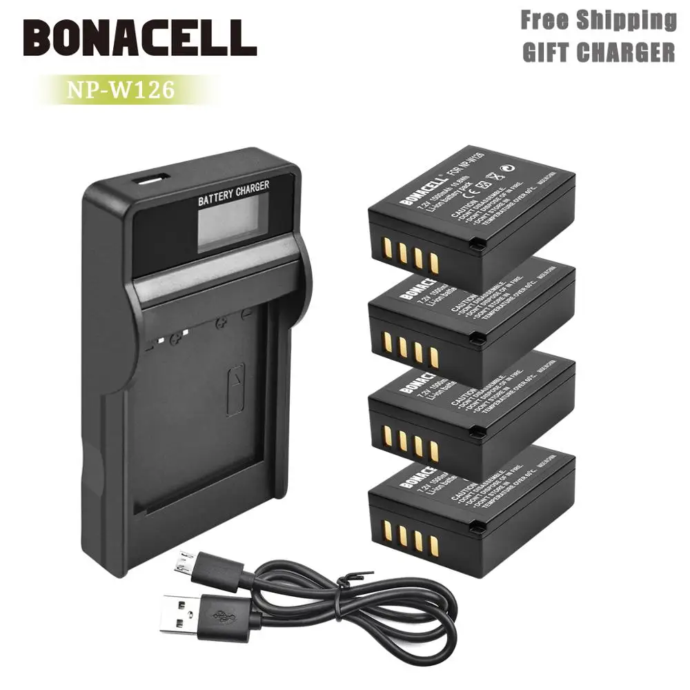 Bonacell для Fujifilm NP W126 W126S батарея + ЖК зарядное устройство X M1 A1 T1 X100F T2 A10 E2S T20 HS30EXR
