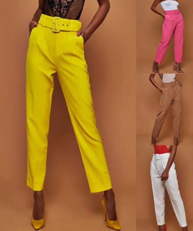 

Goocheer Fashion Women High Waist Drawstring Elastic Long Pants Belt Harem Trousers High Street INS Style Pants