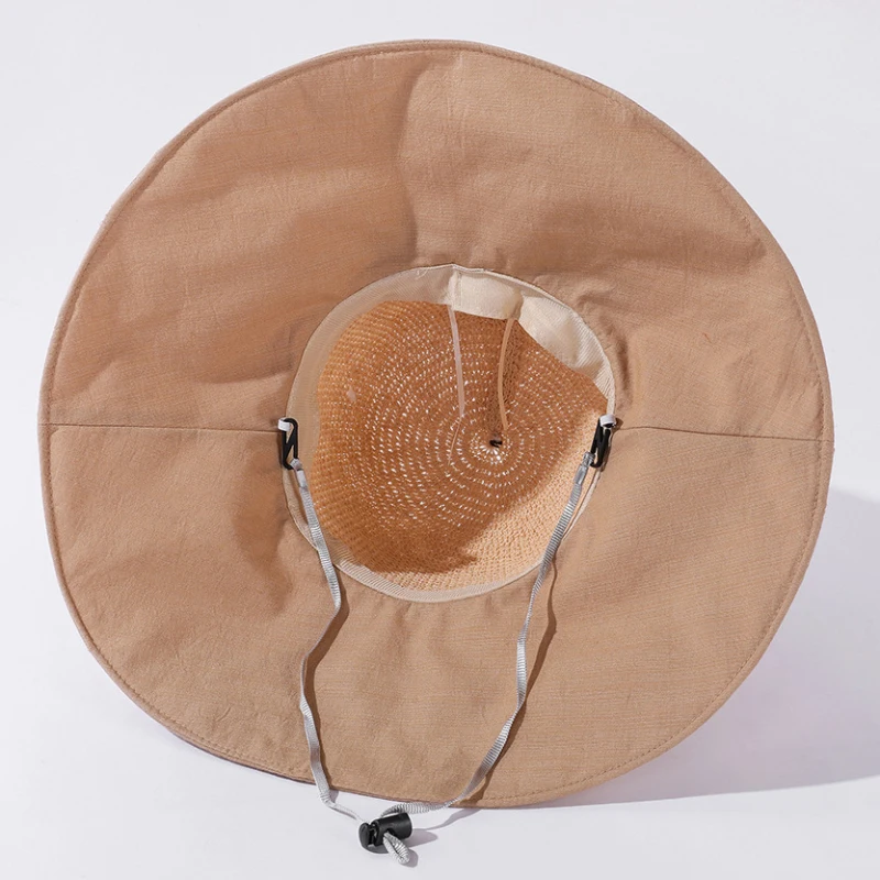 

HT3533 Spring Summer Hat Women Knitted Wide Brim Sun Hat Lady Packable Anti-UV Bucket Hat Female Big Bow Fishing Cap Panama Hat